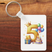 ゴールドの５歳の誕生日 キーホルダー (正面)