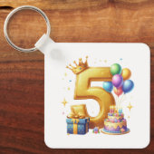 ゴールドの５歳の誕生日 キーホルダー (正面)