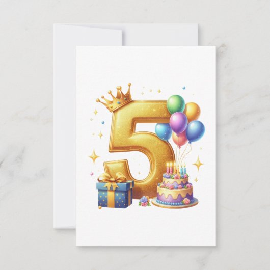 ゴールドの５歳の誕生日 サンキューカード (正面)