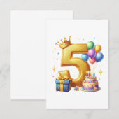 ゴールドの５歳の誕生日 サンキューカード (正面/裏面)