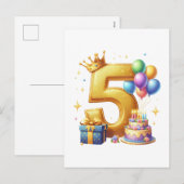 ゴールドの５歳の誕生日 シーズンポストカード (正面/裏面)