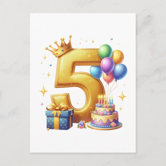 ゴールドの５歳の誕生日 シーズンポストカード (正面)
