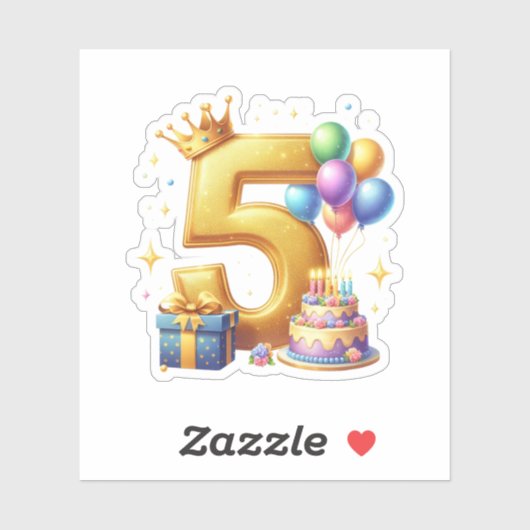 ゴールドの5歳の誕生日 シール (シート)