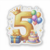 ゴールドの5歳の誕生日 シール (正面)