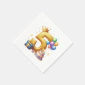 ゴールドの５歳の誕生日 スタンダードカクテルナプキン (角)