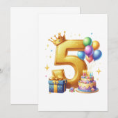 ゴールドの５歳の誕生日 ノートカード (正面/裏面)