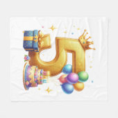 ゴールドの5歳の誕生日 フリースブランケット (正面(横))