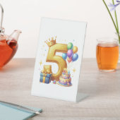 ゴールドの５歳の誕生日 台座サイン (インサイチュ)
