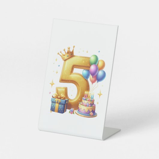 ゴールドの５歳の誕生日 台座サイン (正面)