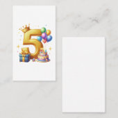 ゴールドの５歳の誕生日 名刺 (正面/裏面)