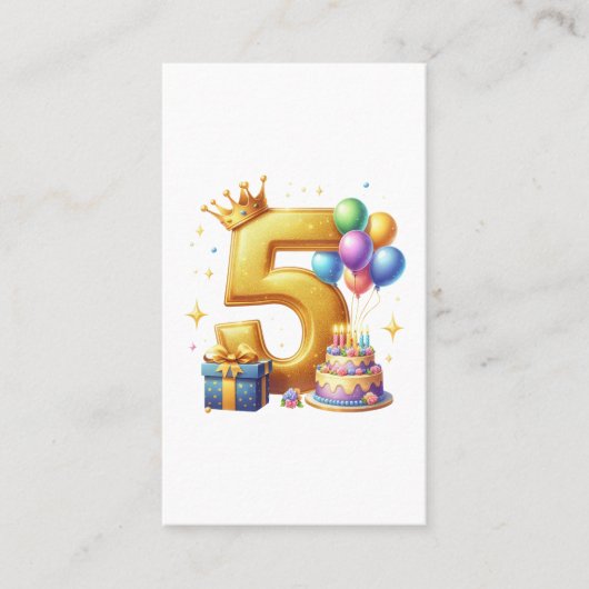 ゴールドの５歳の誕生日 名刺 (正面)