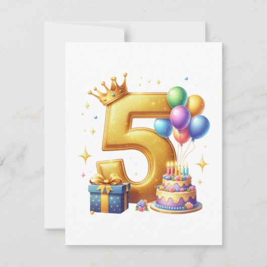 ゴールドの５歳の誕生日 招待状 (正面)