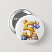ゴールドの5歳の誕生日 缶バッジ (正面&裏面)