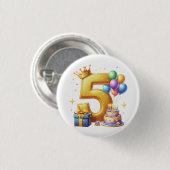 ゴールドの５歳の誕生日 缶バッジ (正面&裏面)