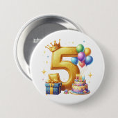 ゴールドの５歳の誕生日 缶バッジ (正面&裏面)