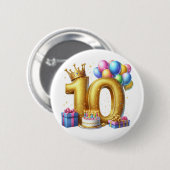 ゴールドの10歳の誕生日 缶バッジ (正面&裏面)
