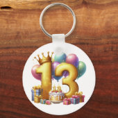 ゴールドの13歳の誕生日 キーホルダー (正面)