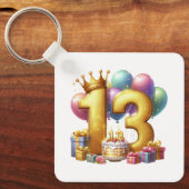 ゴールドの13歳の誕生日 キーホルダー (正面)