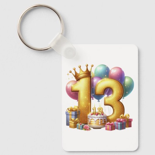 ゴールドの13歳の誕生日 キーホルダー (正面)