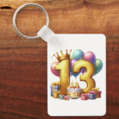 ゴールドの13歳の誕生日 キーホルダー (正面)