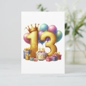 ゴールドの13歳の誕生日 サンキューカード (スタンド正面)