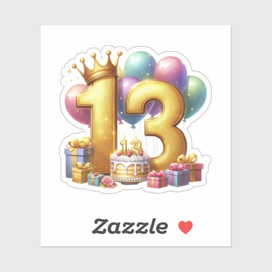 ゴールドの13歳の誕生日 シール (シート)