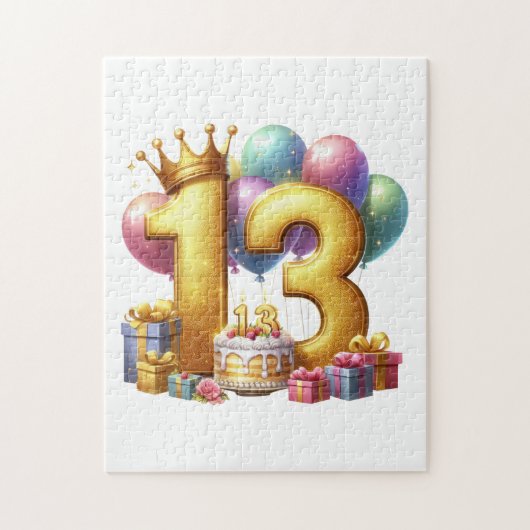 ゴールドの13歳の誕生日 ジグソーパズル (縦)