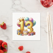 ゴールドの13歳の誕生日 スタンダードカクテルナプキン (インサイチュ)