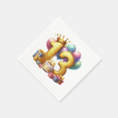 ゴールドの13歳の誕生日 スタンダードカクテルナプキン (角)