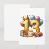 ゴールドの13歳の誕生日 ノートカード (正面/裏面)