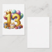 ゴールドの13歳の誕生日 ノートカード (正面/裏面)