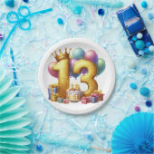 ゴールドの13歳の誕生日 ペーパープレート (パーティー)