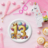 ゴールドの13歳の誕生日 ペーパープレート (パーティー)