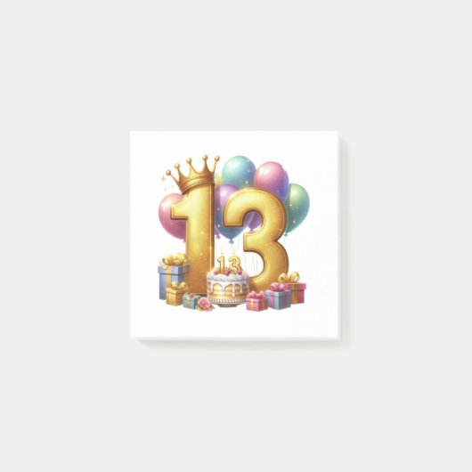 ゴールドの13歳の誕生日 ポストイット (正面)