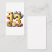 ゴールドの13歳の誕生日 名刺 (正面/裏面)