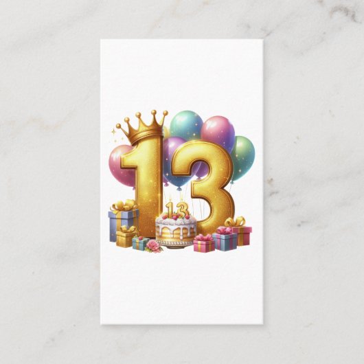 ゴールドの13歳の誕生日 名刺 (正面)