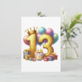 ゴールドの13歳の誕生日 招待状 (スタンド正面)