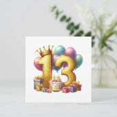 ゴールドの13歳の誕生日 招待状 (スタンド正面)