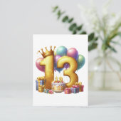 ゴールドの13歳の誕生日 招待状 (スタンド正面)