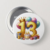 ゴールドの13歳の誕生日 缶バッジ (正面&裏面)