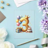 ゴールドの3歳の誕生日 アクリル招待状 (インサイチュ (ウェディング))