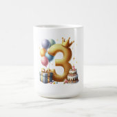 ゴールドの3歳の誕生日 コーヒーマグカップ (中央)