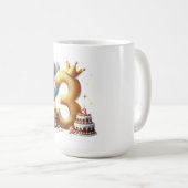 ゴールドの3歳の誕生日 コーヒーマグカップ (正面右)