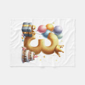 ゴールドの3歳の誕生日 フリースブランケット (正面(横))