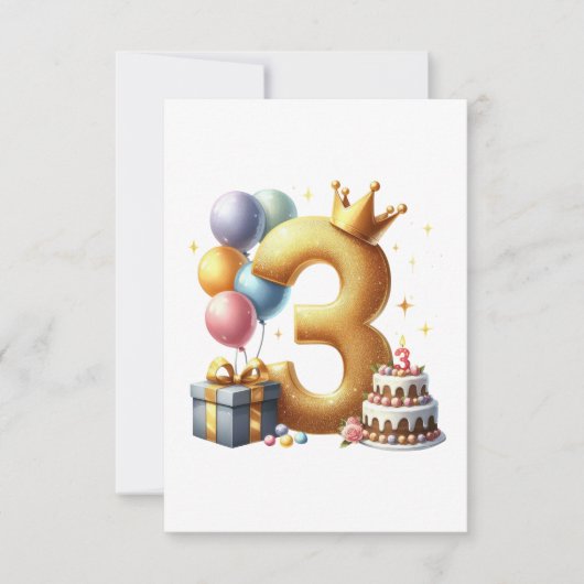 ゴールドの3歳の誕生日 出欠カード (正面)