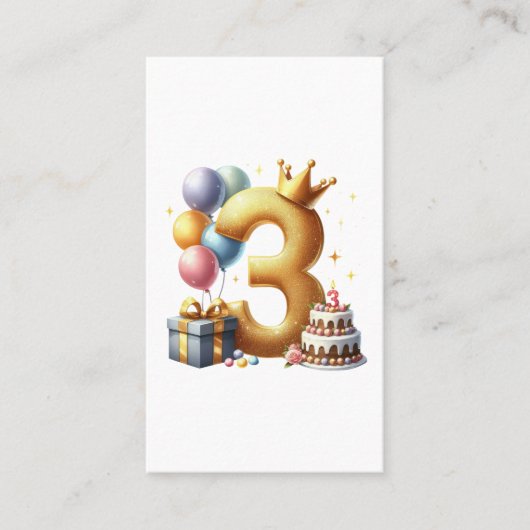 ゴールドの3歳の誕生日 名刺 (正面)