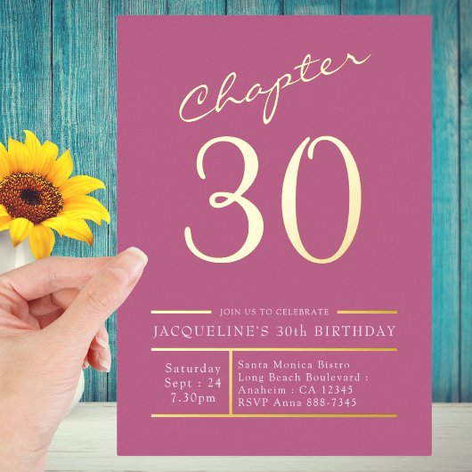 ゴールドの30歳の誕生日パーティー 箔招待状