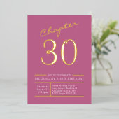 ゴールドの30歳の誕生日パーティー 箔招待状 (立ち正面)