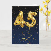 ゴールドの45歳の誕生日マイラーバルーンと紙吹雪カード カード (黄色い花)