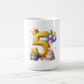 ゴールドの5歳の誕生日 コーヒーマグカップ (中央)